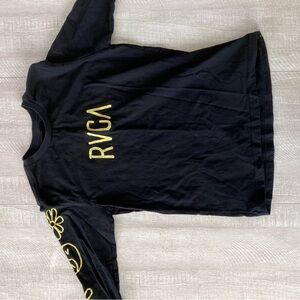 RVCA Black Tee with Yellow Stitching